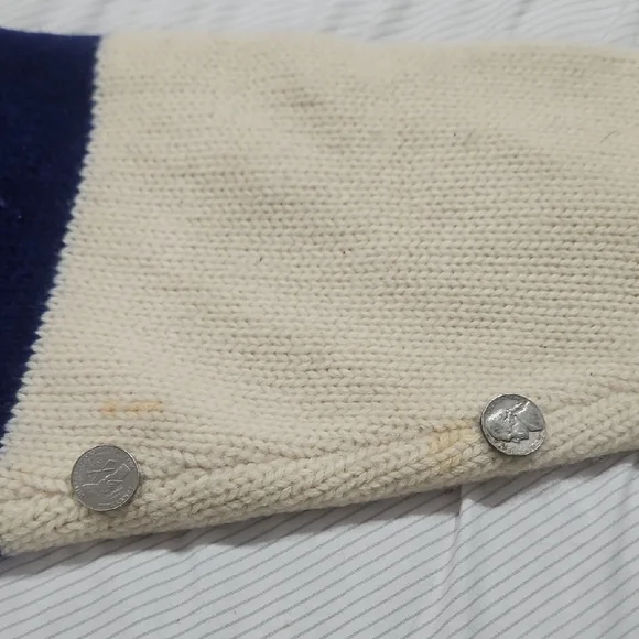 Polo Ralph Lauren Vintage Cookie Cream V-Neck Sweater with Red & Navy Panels
